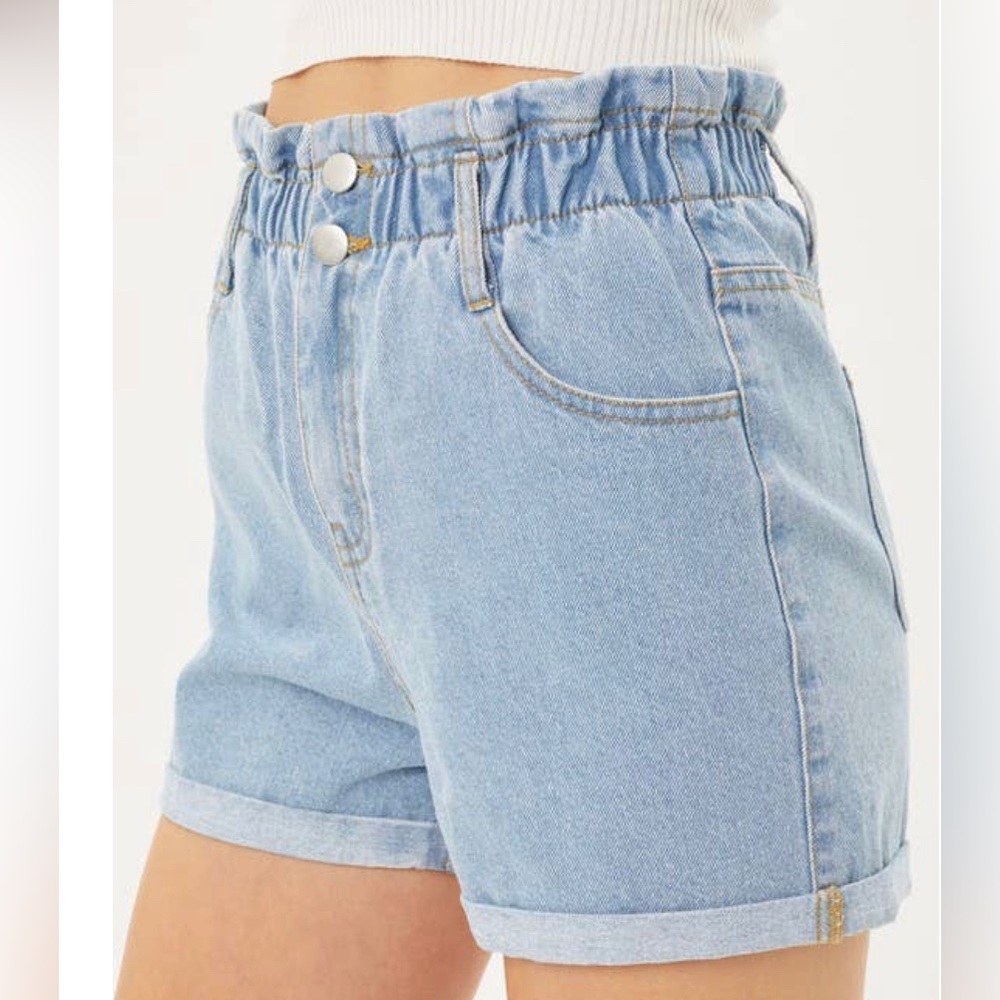 Adorable paper bag waist denim shorts